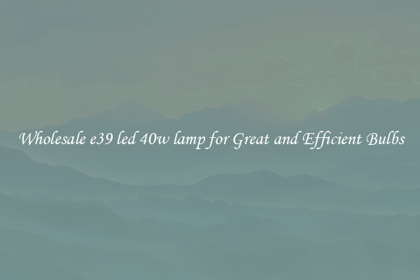 Wholesale e39 led 40w lamp for Great and Efficient Bulbs