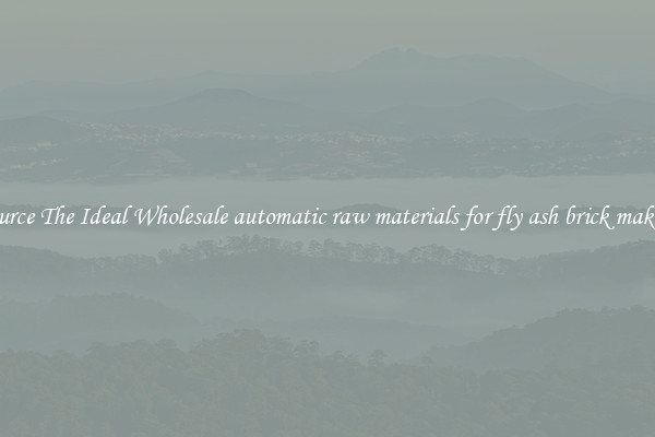 Source The Ideal Wholesale automatic raw materials for fly ash brick making